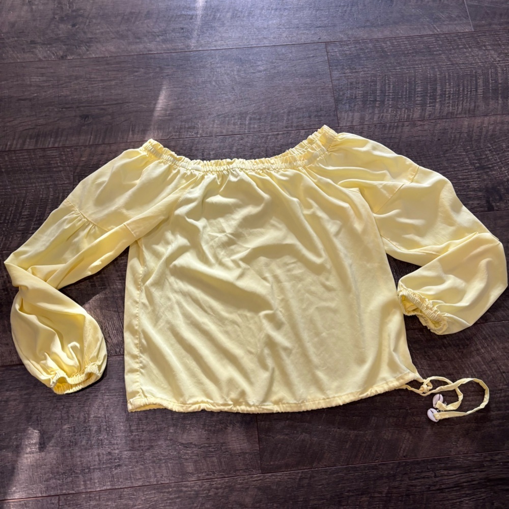 Yellow Off-Shoulder Long Sleeve Top